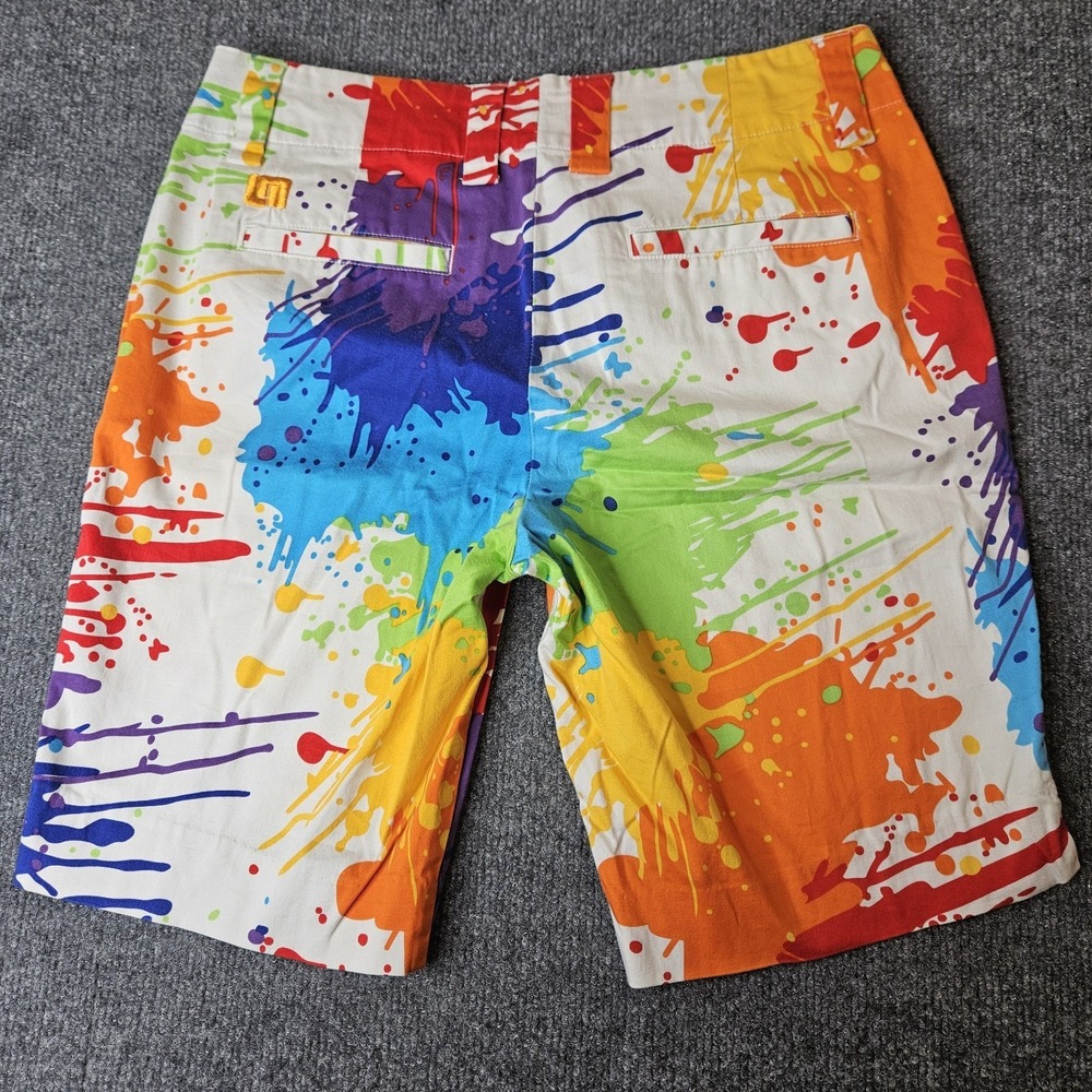 Loudmouth Golf Womens Drop Cloth Bermuda Shorts Size 4 Paint Splatter 9" Inseam - Picture 8 of 8